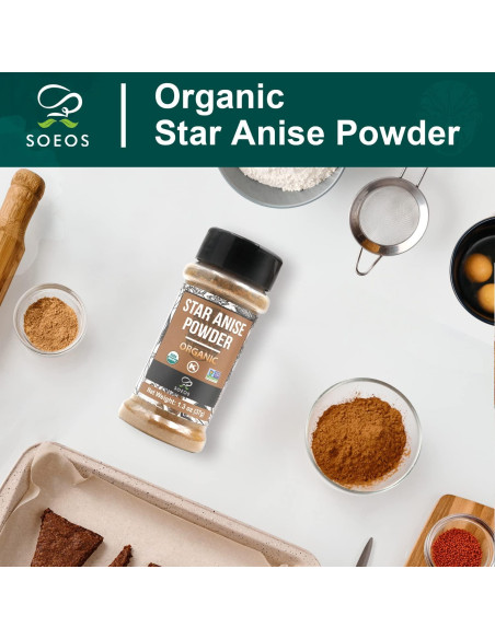 Polvo Orgánico de Anís Estrellado Soeos 37g - Especia Natural