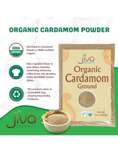 Polvo de Cardamomo Orgánico Jiva 100g - Premium, Aromático 2
