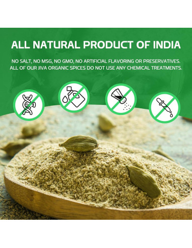 Polvo de Cardamomo Orgánico Jiva 100g - Premium, Aromático
