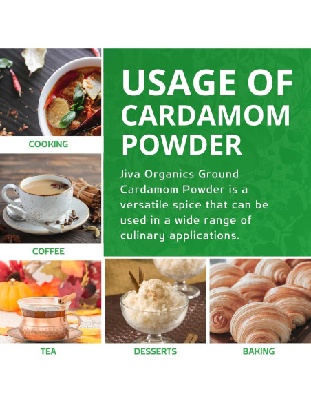 Polvo de Cardamomo Orgánico Jiva 100g - Premium, Aromático