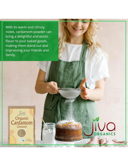 Polvo de Cardamomo Orgánico Jiva 100g - Premium, Aromático