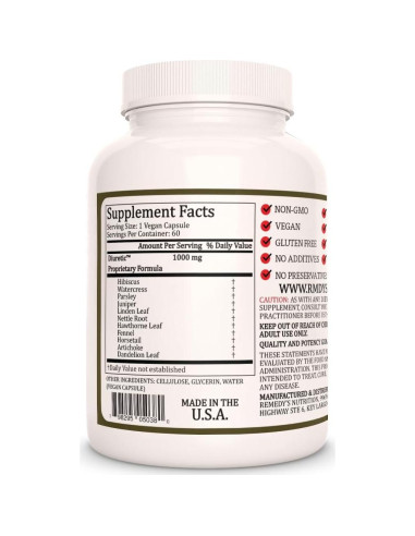 Diurético Herbal Remedy's Nutrition | 1000 mg, 60 Cápsulas Veganas