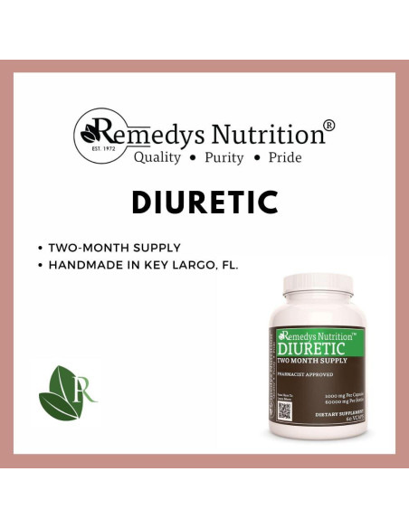 Diurético Herbal Remedy's Nutrition | 1000 mg, 60 Cápsulas Veganas