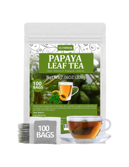 100 Bolsas de Té de Hoja de Papaya YILINSHA - Natural y Sin Aditivos