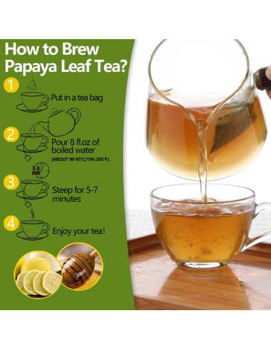 100 Bolsas de Té de Hoja de Papaya YILINSHA - Natural y Sin Aditivos