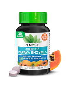 Enzimas Masticables de Papaya Zenwise - 30 Tabletas Digestivas