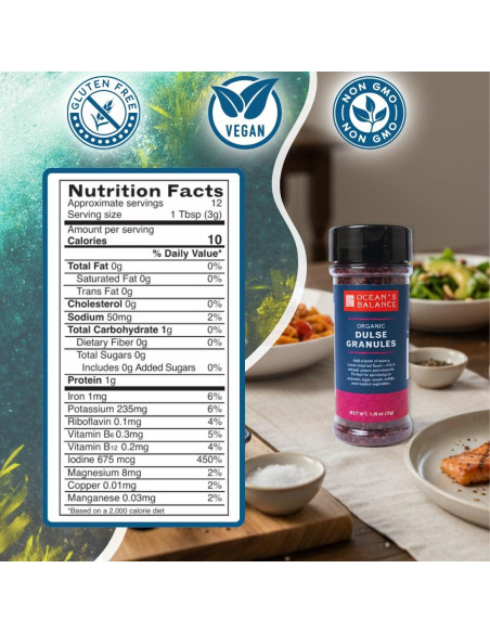 Gránulos de Dulse Ocean's Balance 35.4g - Alga Vegana y Sin Gluten