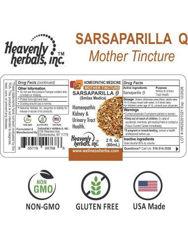 Tintura Madre Homeopática Sarsaparilla Heavenly Herbals 59 ml