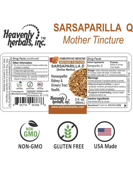 Tintura Madre Homeopática Sarsaparilla Heavenly Herbals 59 ml