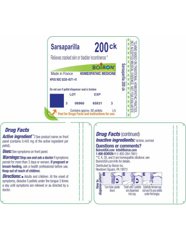 Boiron Sarsaparilla 200CK Homeopatía 80 Gránulos Piel Agrietada