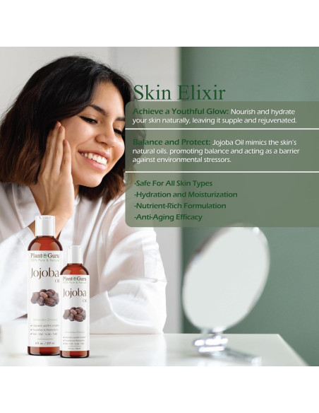 Aceite de Jojoba 236 ml Prensado en Frío 100% Puro Hidratante
