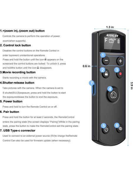 Control Remoto Inalámbrico AODELAN para Fujifilm - Negro