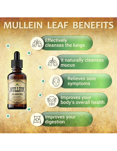 Gotas de Mullein Herbalicious 59.15 ml - Suplemento Pulmones