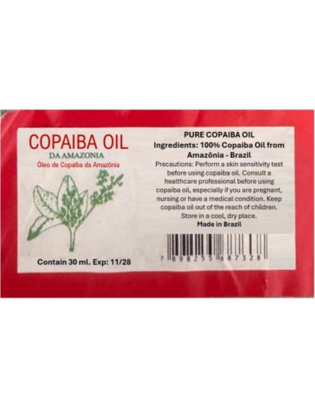 Aceite de Copaiba 100% Puro Orgánico 29.57 ml