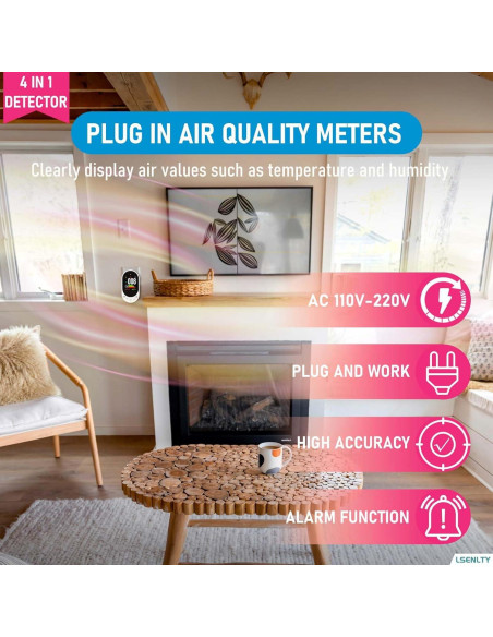 Detector de Fugas de Gas y Monóxido de Carbono LSENLTY 4 en 1