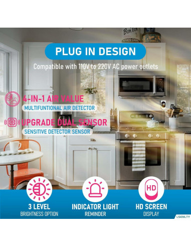 Detector de Fugas de Gas y Monóxido de Carbono LSENLTY 4 en 1