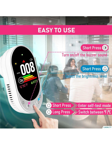 Detector de Fugas de Gas y Monóxido de Carbono LSENLTY 4 en 1