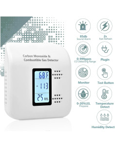 Detector de Monóxido de Carbono y Gas Xalire YC401 Pro Plus - Blanco 2