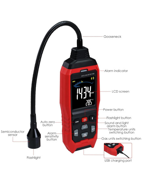 Detector de Fugas de Gas Natural DANOPLUS con Sonda Flexible