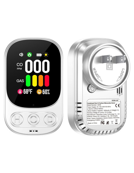 Detector 4en1 de Monóxido de Carbono y Gas HAKINAKU Blanco