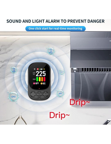 Detector 4en1 de Monóxido de Carbono y Gas HAKINAKU Blanco