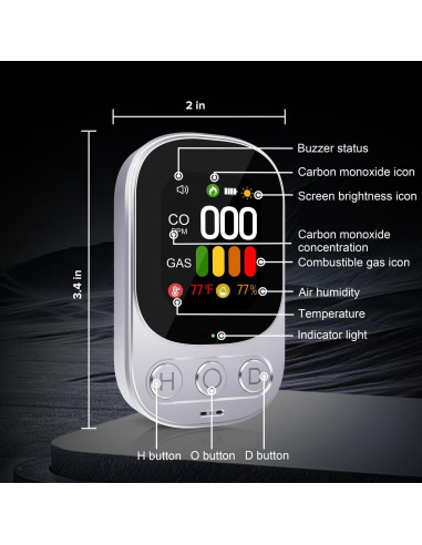 Detector de Monóxido de Carbono 4-en-1 ByAnciel HD08 - Pantalla Digital