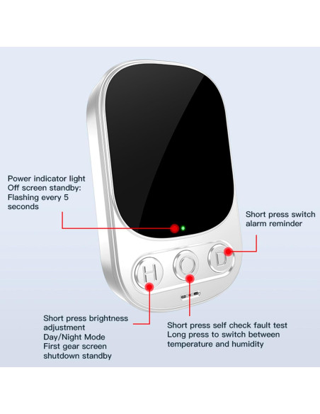 Detector de Gas Natural HISHELL HD05 3 en 1 con Alarma 85dB