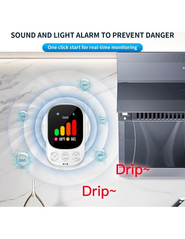 Detector de Gas Natural HISHELL HD05 3 en 1 con Alarma 85dB