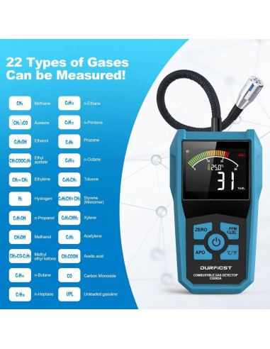 Detector de Gas Natural DURFICST Portátil con Alarma Sonora