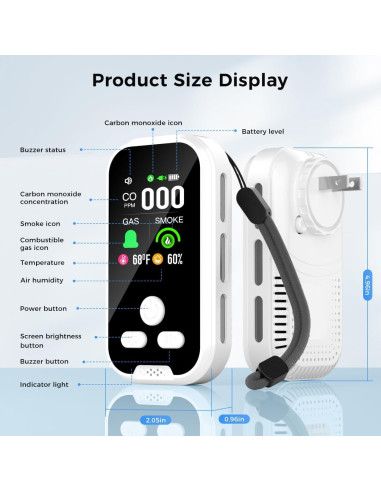 Detector de Monóxido de Carbono 5-en-1 Ixqwr HD11 - 2 Paquetes