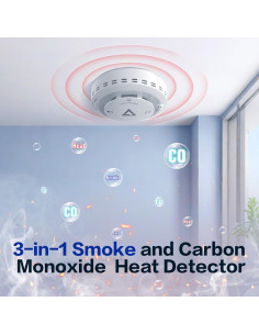 Detector de Humo y Monóxido de Carbono AOTIQUAL 3-en-1 2