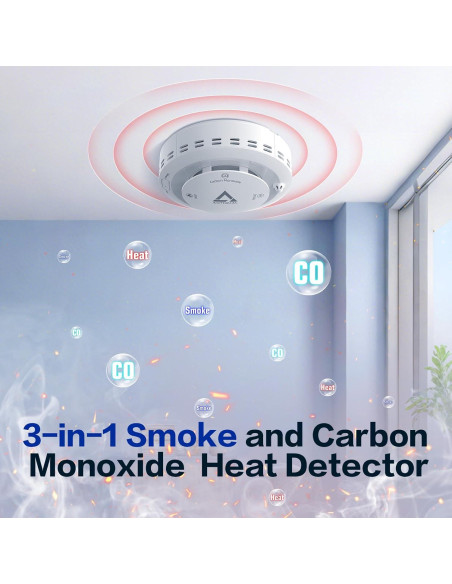 Detector de Humo y Monóxido de Carbono AOTIQUAL 3-en-1