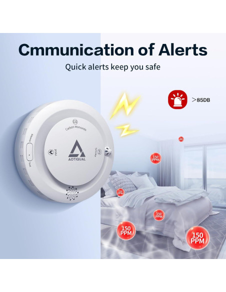 Detector de Humo y Monóxido de Carbono AOTIQUAL 3-en-1