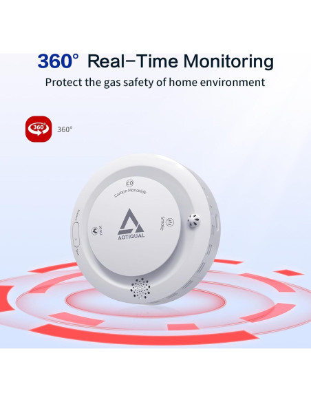 Detector de Humo y Monóxido de Carbono AOTIQUAL 3-en-1