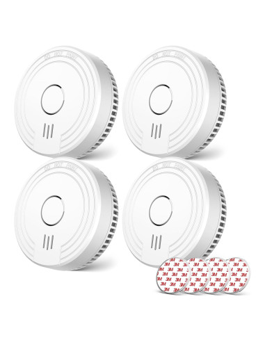 Detector de Humo Ecoey Fotoeléctrico 4 Paquetes Batería Incluida