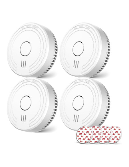 Detector de Humo Ecoey Fotoeléctrico 4 Paquetes Batería Incluida