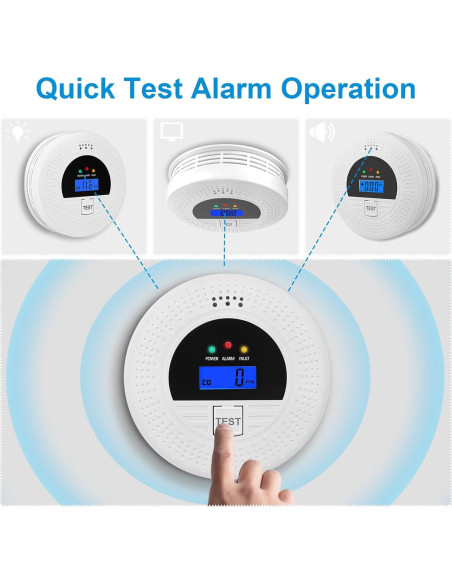 Detector de Humo y Monóxido de Carbono Soewolit 85dB 2-en-1
