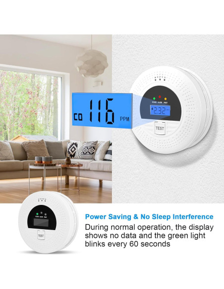 Detector de Humo y Monóxido de Carbono Soewolit 85dB 2-en-1