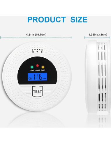 Detector de Humo y Monóxido de Carbono Soewolit 85dB 2-en-1