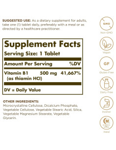 Vitamina B1 Solgar 500mg - 100 Tabletas Veganas Sin Gluten 2