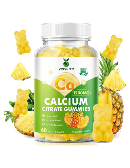 Gomitas de Citrato de Calcio 1200 mg VCCHUYH Sabor Piña 60 Unidades