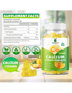 Gomitas de Citrato de Calcio 1200 mg VCCHUYH Sabor Piña 60 Unidades 2