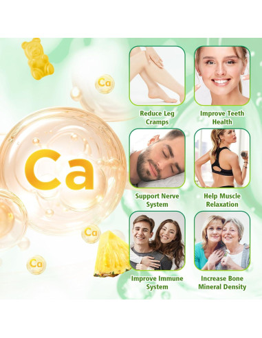 Gomitas de Citrato de Calcio 1200 mg VCCHUYH Sabor Piña 60 Unidades