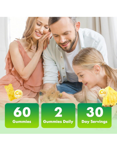 Gomitas de Citrato de Calcio 1200 mg VCCHUYH Sabor Piña 60 Unidades