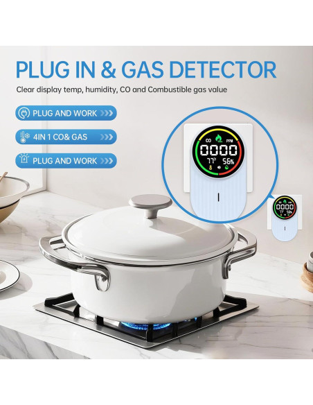 Detector de Gas y Monóxido de Carbono Genérico A3 4 en 1