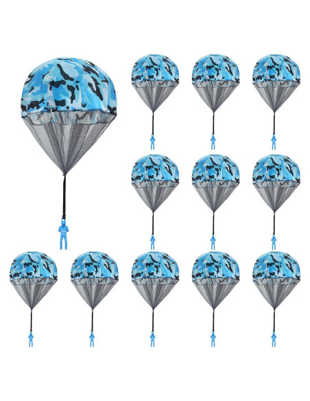 12 Juguetes Paracaídas Catcan Camo Azul 43 cm para Niños