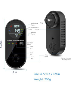 Detector de Monóxido de Carbono ELECOIN 4 en 1 con Pantalla Digital 2