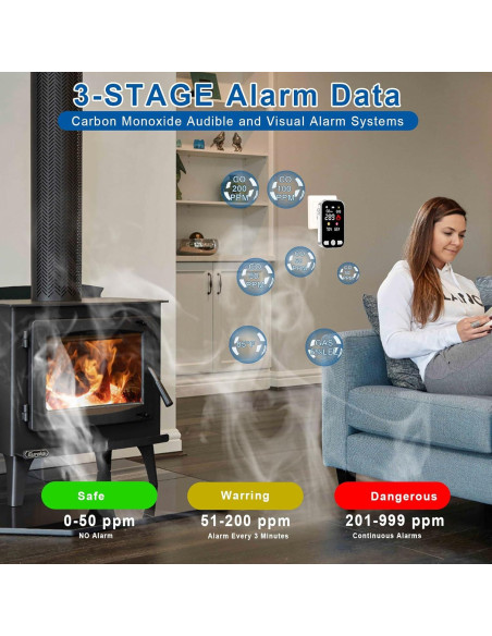 Paquete de 2 Detectores de Monóxido de Carbono Sylzy HD12