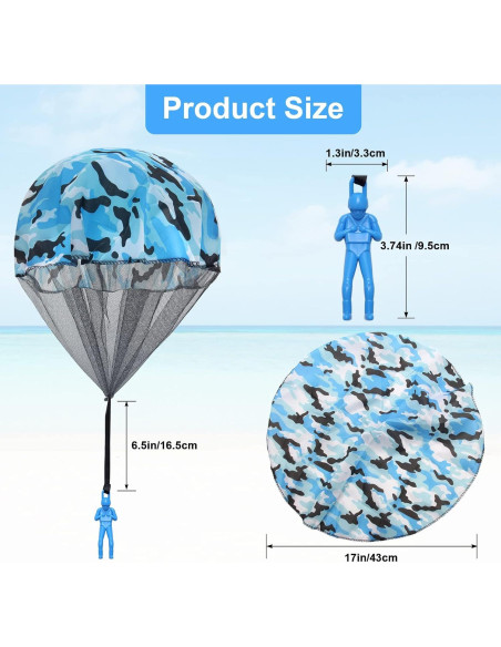 12 Juguetes Paracaídas Catcan Camo Azul 43 cm para Niños