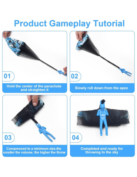 12 Juguetes Paracaídas Catcan Camo Azul 43 cm para Niños